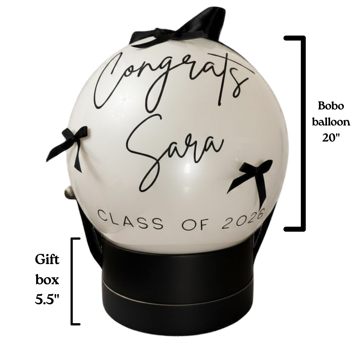Elite Grad - Black & White Coquette Balloon